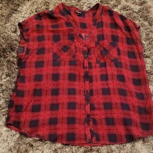 Torrid Button Down Plaid Sleeveless Top